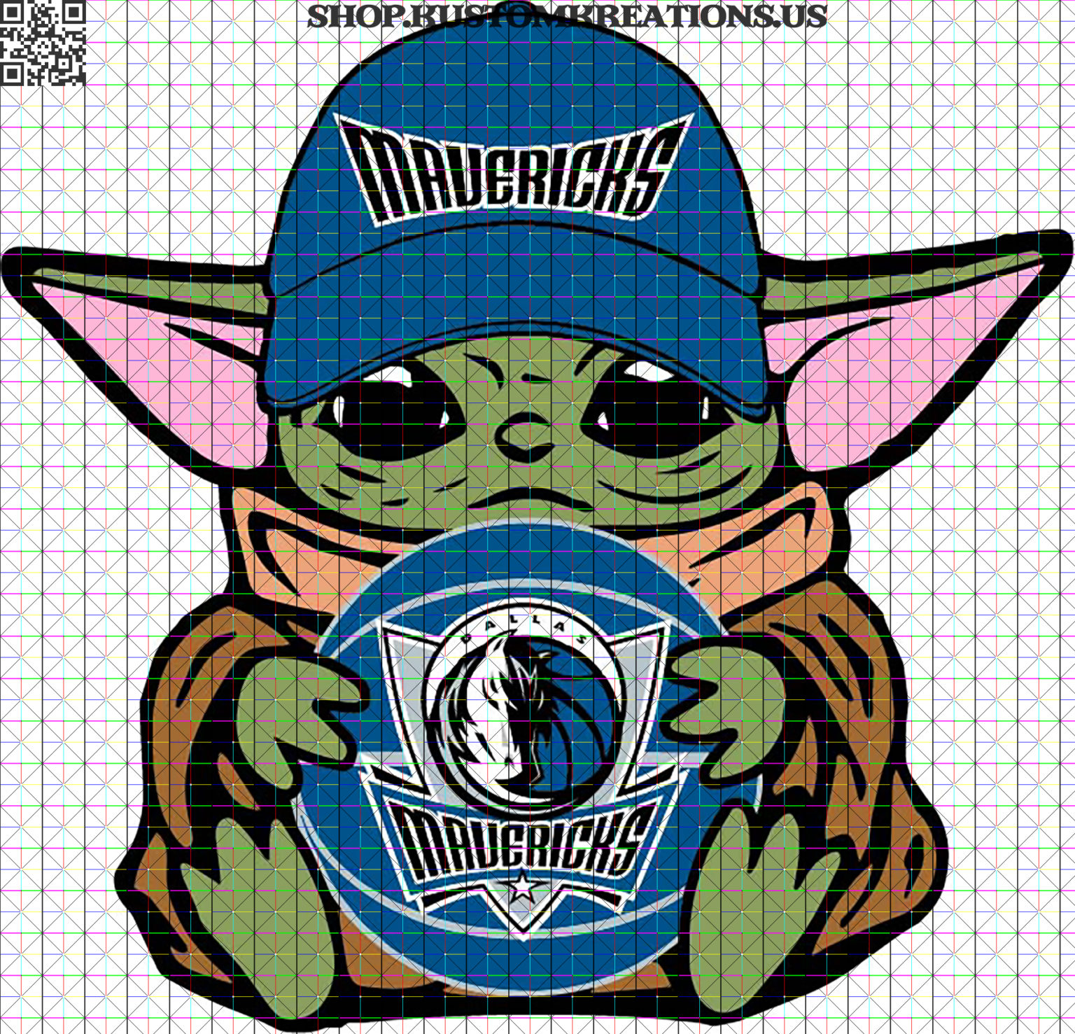 Baby Yoda with Dallas Mavericks Basketball Kustom Kreations