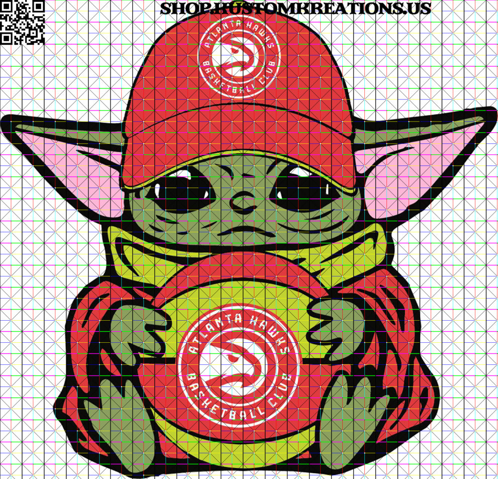 Download Baby Yoda with Hawks Basketball SVG | | Kustom Kreations