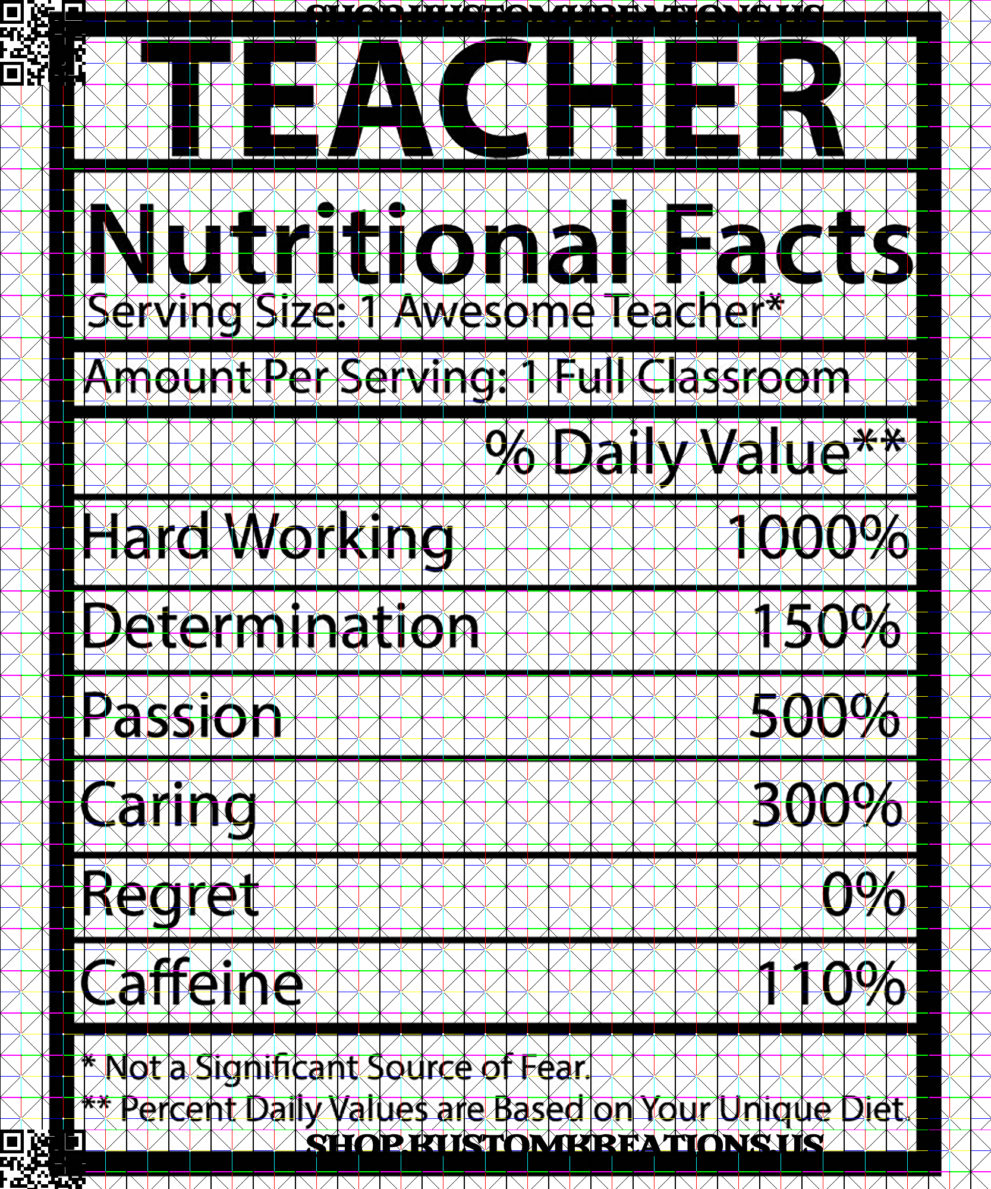 Download Teacher Nutrition Facts Kustom Kreations