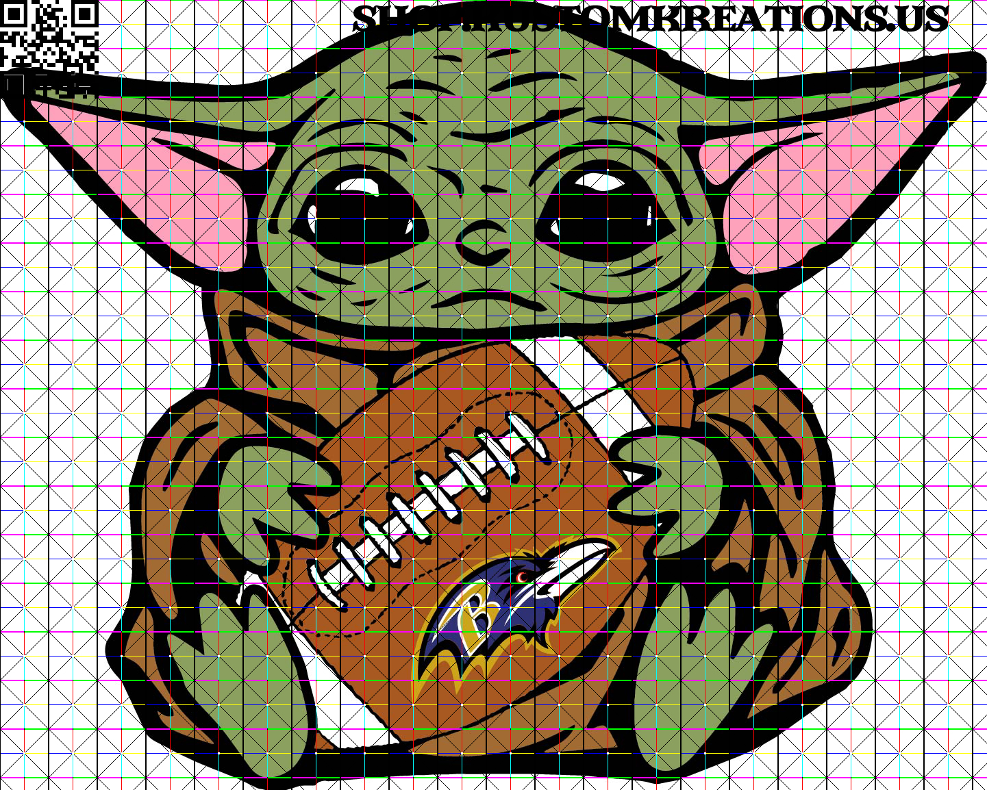 Download Baby Yoda with Ravens Football | | Kustom Kreations