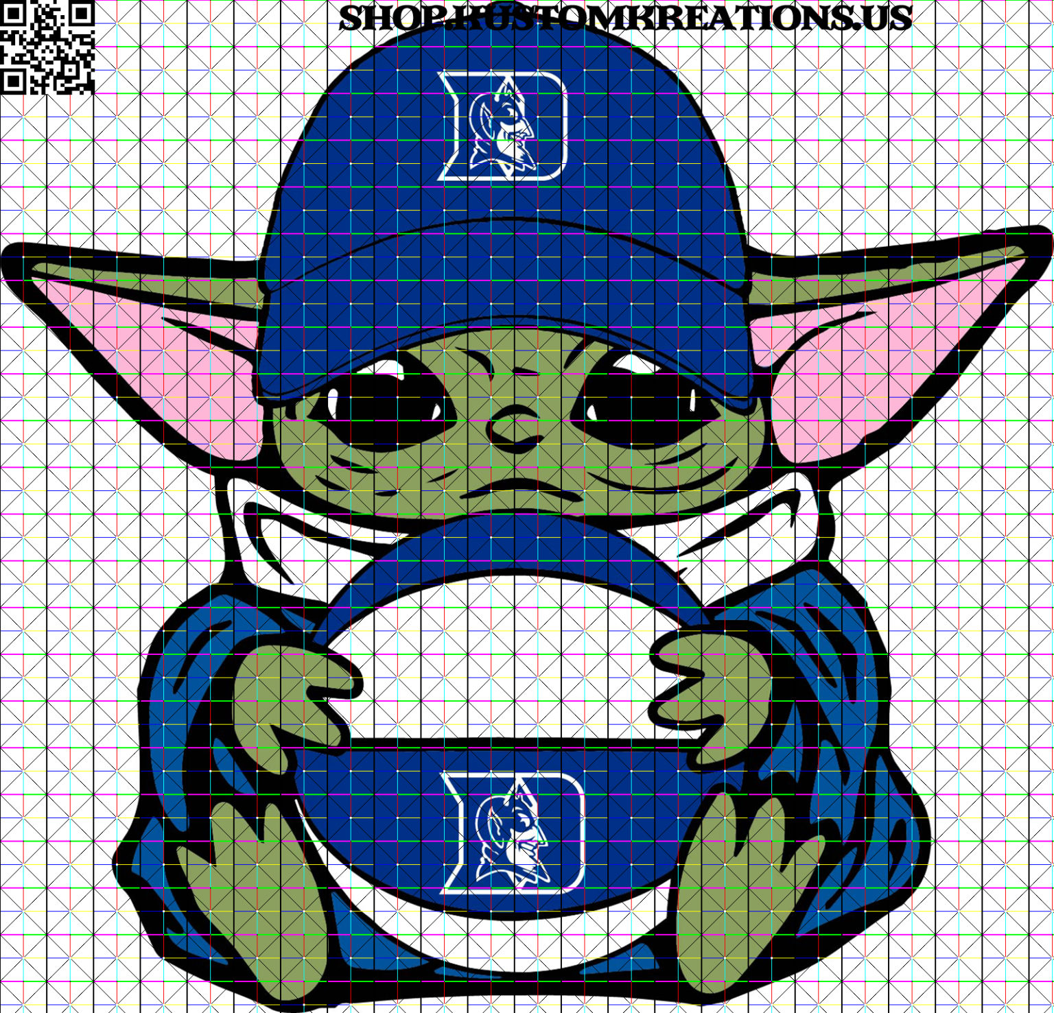 Baby Yoda With a Duke Basketball Kustom Kreations