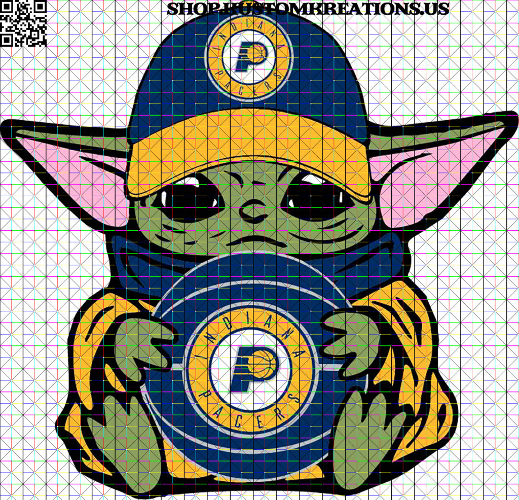 Baby Yoda with Indiana Pacers Basketball SVG Kustom Kreations