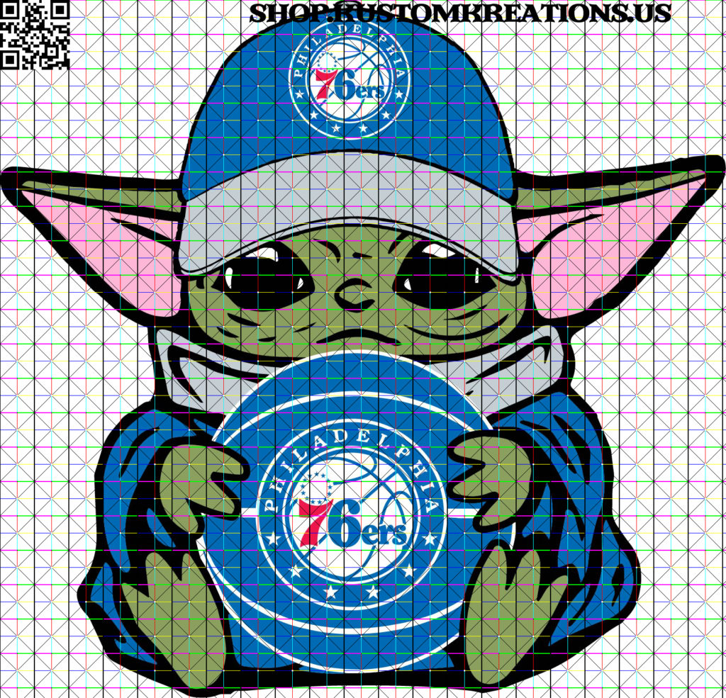 Baby Yoda with Philadelphia 76ers Basketball SVG Kustom Kreations
