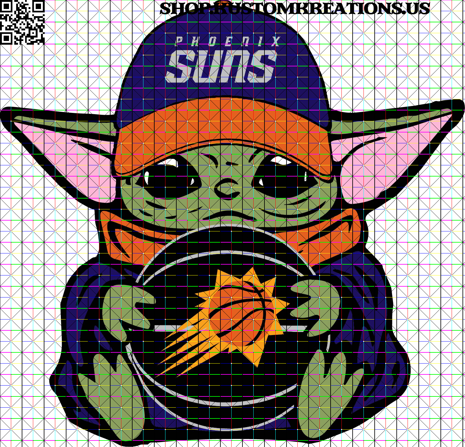Baby Yoda with Phoenix Suns Basketball SVG Kustom Kreations